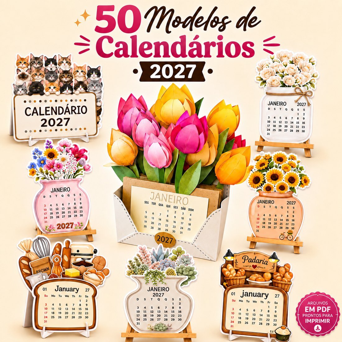 Plano Completo com mais de 50 modelos de calendários 2027